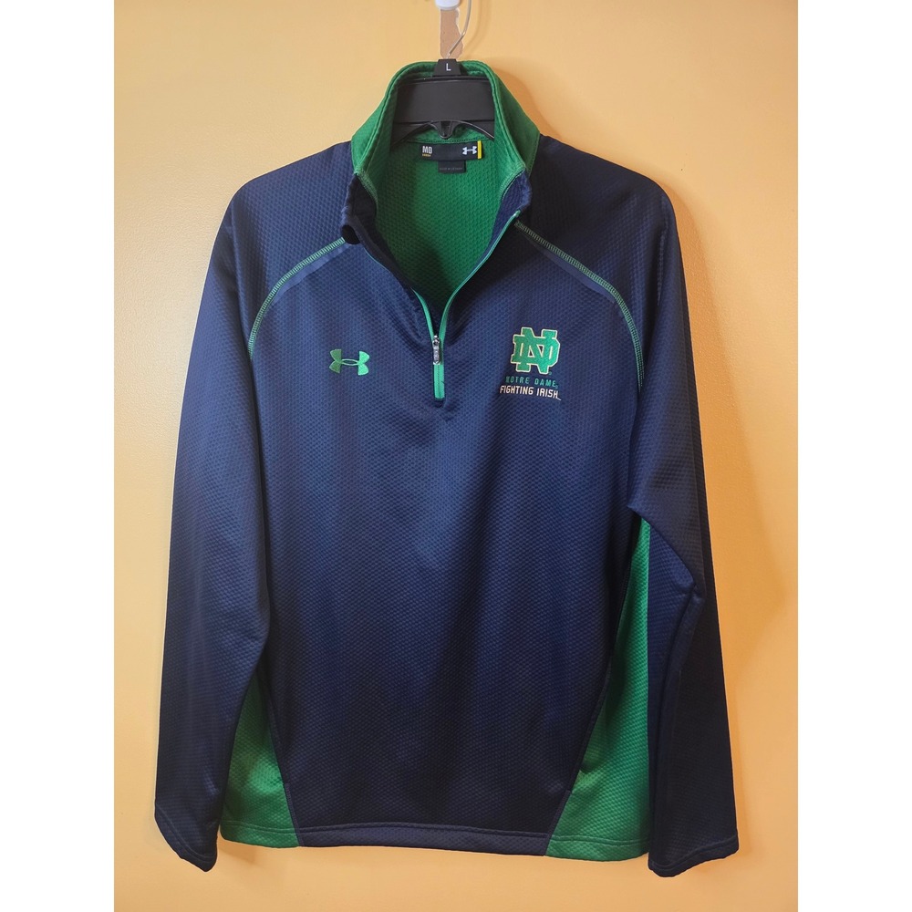 Under Armour Notre Dame Fighting Irish Quarter Zip Pullover Mens Medium Navy